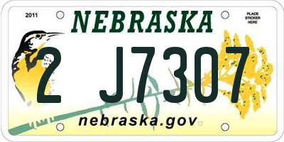 NE license plate 2J7307