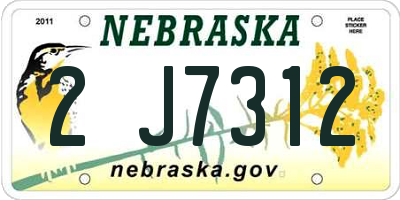NE license plate 2J7312