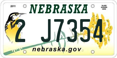 NE license plate 2J7354