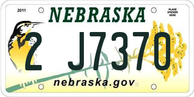 NE license plate 2J7370