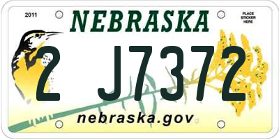 NE license plate 2J7372