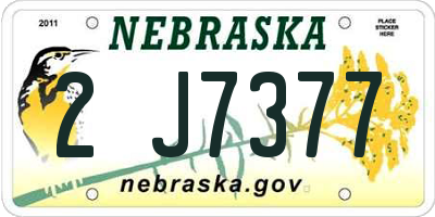 NE license plate 2J7377