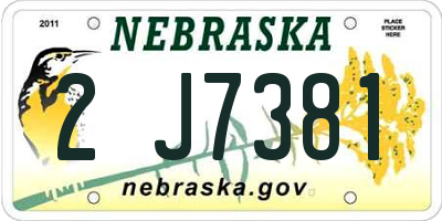 NE license plate 2J7381