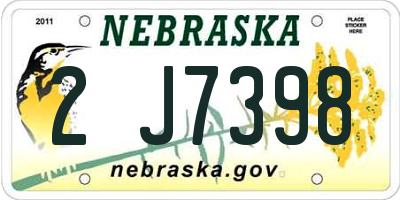 NE license plate 2J7398