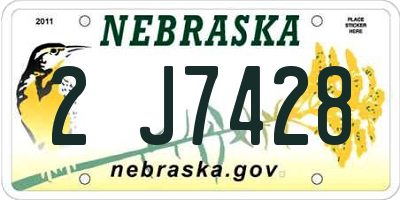 NE license plate 2J7428