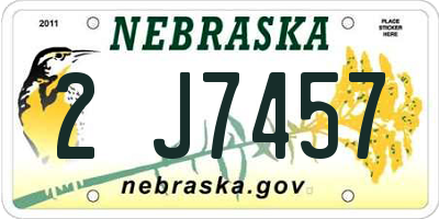 NE license plate 2J7457