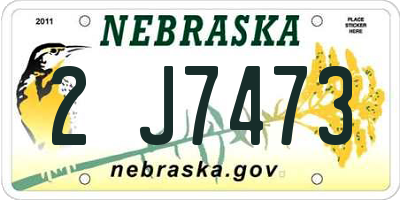 NE license plate 2J7473