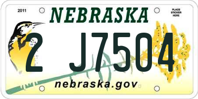 NE license plate 2J7504
