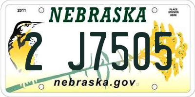 NE license plate 2J7505