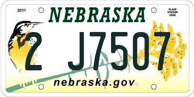 NE license plate 2J7507