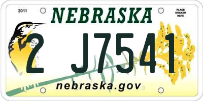 NE license plate 2J7541