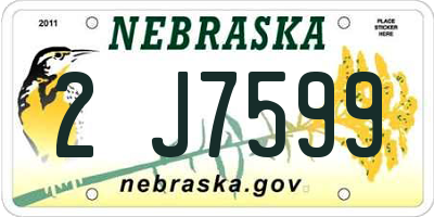 NE license plate 2J7599