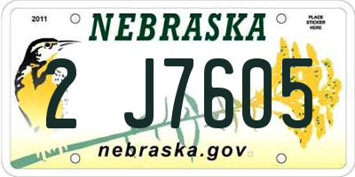 NE license plate 2J7605
