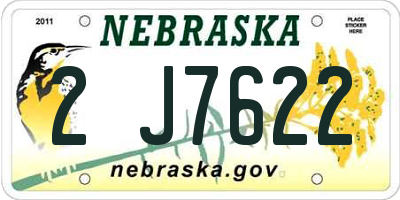 NE license plate 2J7622