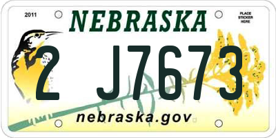 NE license plate 2J7673