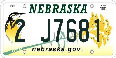 NE license plate 2J7681