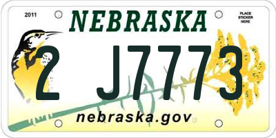 NE license plate 2J7773