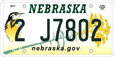 NE license plate 2J7802