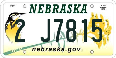 NE license plate 2J7815