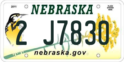 NE license plate 2J7830