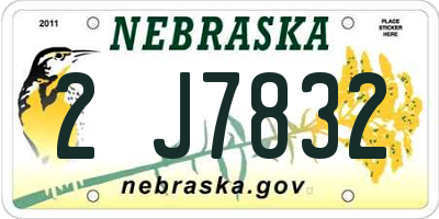 NE license plate 2J7832