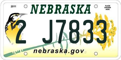 NE license plate 2J7833