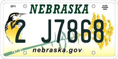 NE license plate 2J7868