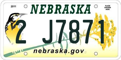 NE license plate 2J7871
