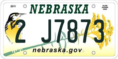 NE license plate 2J7873