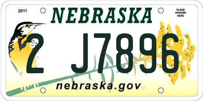 NE license plate 2J7896