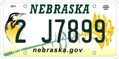 NE license plate 2J7899