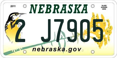 NE license plate 2J7905