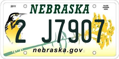 NE license plate 2J7907