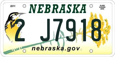 NE license plate 2J7918
