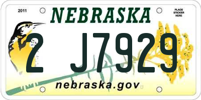 NE license plate 2J7929