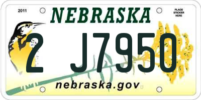 NE license plate 2J7950