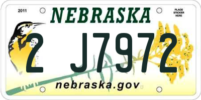 NE license plate 2J7972