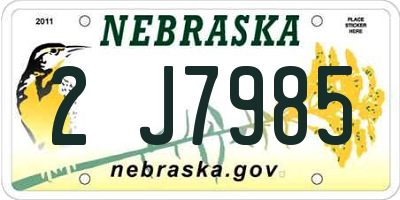NE license plate 2J7985