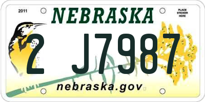NE license plate 2J7987