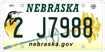NE license plate 2J7988