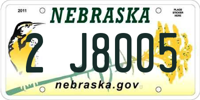 NE license plate 2J8005