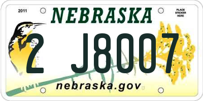NE license plate 2J8007