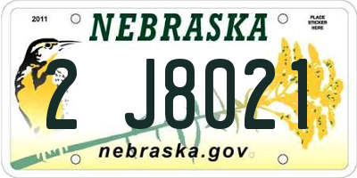 NE license plate 2J8021