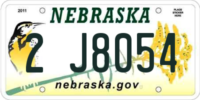 NE license plate 2J8054