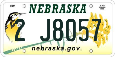 NE license plate 2J8057
