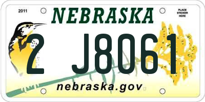 NE license plate 2J8061