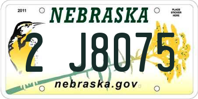 NE license plate 2J8075