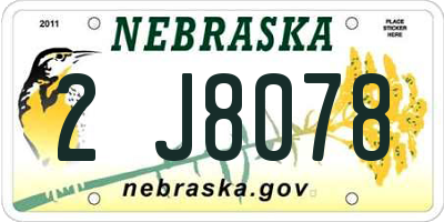 NE license plate 2J8078