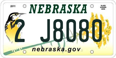 NE license plate 2J8080