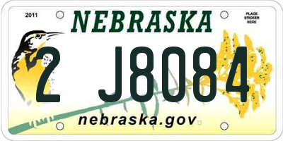 NE license plate 2J8084
